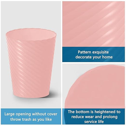 Bathroom Trash Can, 3 Pack 1.8 Gallons Small Trash Can with Trash Bags, Bathroom Garbage Can, Plastic Trash Bin, Round Waste Basket for Bedroom, Office, Room (White Pink Grey)