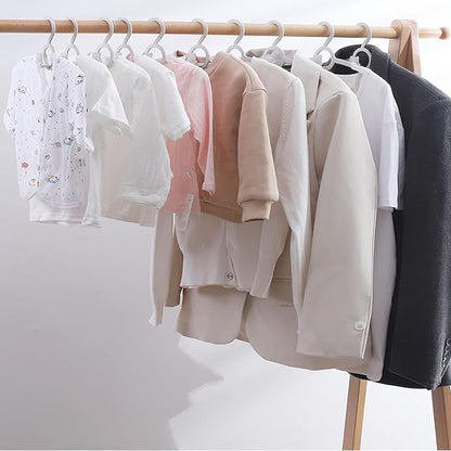 HGYZE Kid Hangers for Closet 50pcs, Grey Infant Clothes Hanger 11-14" Adjustable Plastic Baby Coat Hangers with Bear Hook, Non-Slip Children Outfit Hangers for Girl Boy Toddler Newborn Teen Clothing