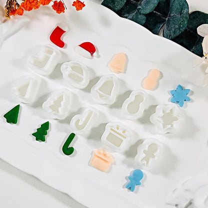 Xaekicr 10 Pcs Christmas Polymer Clay Cutters Set – Holiday Clay Cutters for Earrings, Ornaments & Jewelry Making – Gingerbread, Snowman, Tree Shapes – Clay Tools for Polymer Clay Crafts