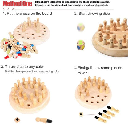 Wooden Memory Chess Matching Game: Family Board Games for Kids and Adults, Montessori Preschool Learning Educational Toy for Toddler 3 4 5 6 7 8+ Year Old, Birthday Gift for Boy Girl