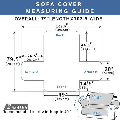 XINEAGE Loveseat Sofa Cover Waterproof Couch Covers for 2 Cushion Couch, Soft Washable Slipcover with Pockets & Non-Slip Elastic Straps, Thick Furniture Protector (Loveseat, Dark Grey)