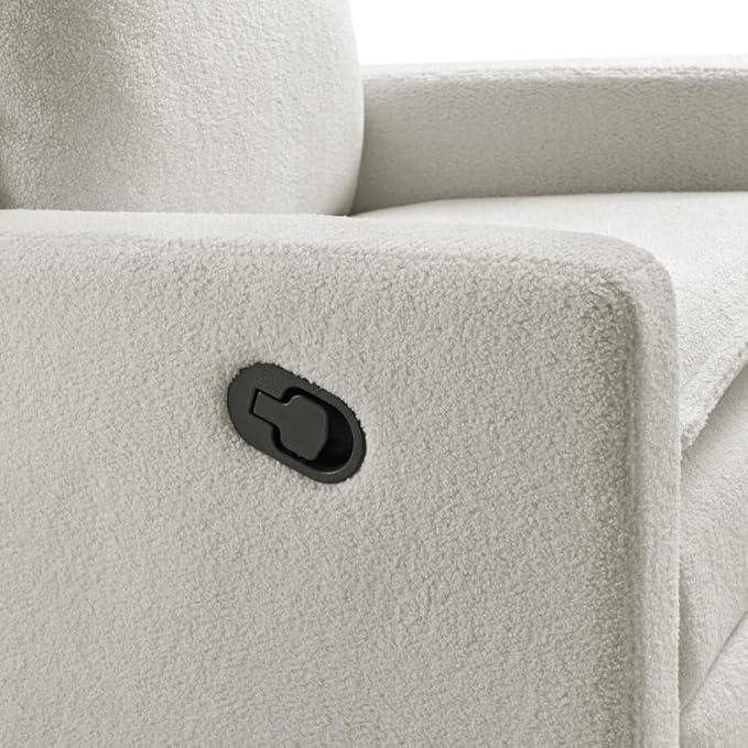 Oxford Baby Uptown Upholstered Swivel Glider and Recliner Nursery Chair, Boucle White