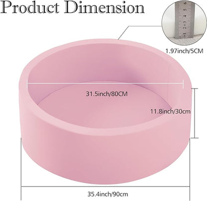 SHJADE Ball Pit for Toddlers, 35.4"x 11.8" Foam Ball Pits, Indoor Soft Round Baby Playpen for Children, Ideal Gift for Toddlers, Pink, (Balls not Included)