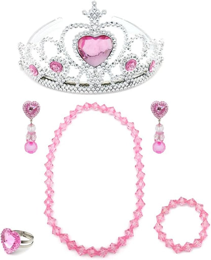 Elesa Miracle Girl Kids Dress Up Tiaras Necklace Bracelet Clip on Earrings Toy Playset
