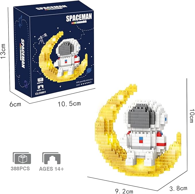 Finger Rock Astronaut Mini Building Sets for Adults, Micro Blocks Cool Small Toys Building Kit, Coolest Gifts for Teen 12+ Boys Girls to Build - Compatible with Nano(388 PCS)