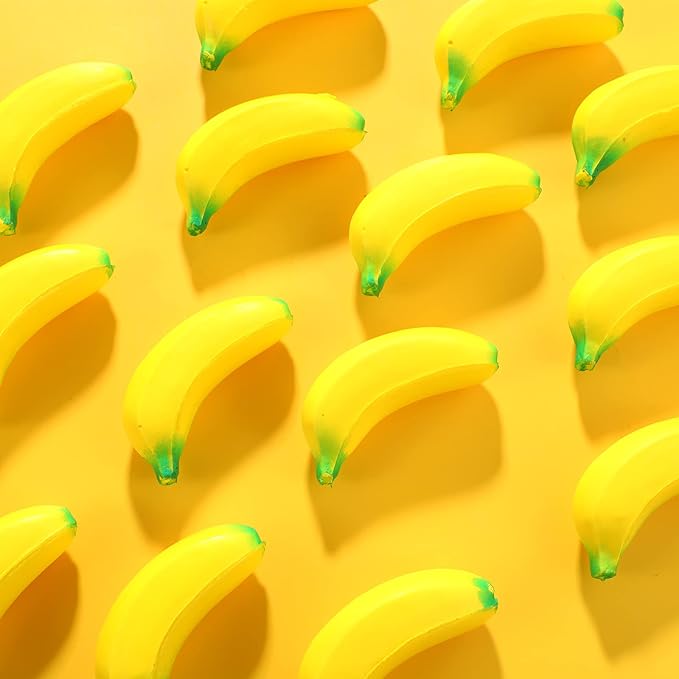 Kasyat 15 Pcs Banana Stress Toys Banana Stretchy Toys PU Relief Stress Balls Classroom Birthday Xmas Gifts Tiny Party Supplies for Relief Party Favors Bag Fillers(2.36 Inches)