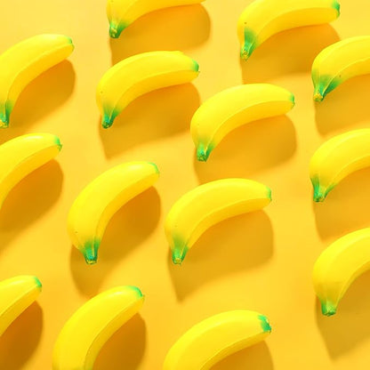 Kasyat 15 Pcs Banana Stress Toys Banana Stretchy Toys PU Relief Stress Balls Classroom Birthday Xmas Gifts Tiny Party Supplies for Relief Party Favors Bag Fillers(2.36 Inches)