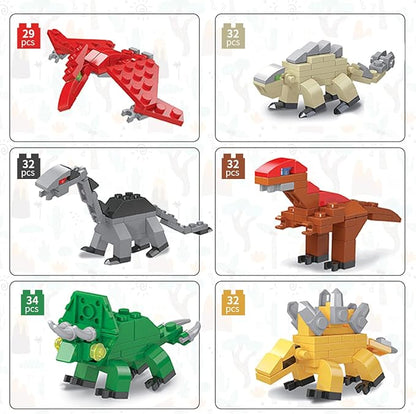 Mini Building Block Sets, 12PCS Dinosaur Toys Building Blocks, 6 in 1 STEM Toys Eggs Building Sets, Party Favors for Kids Goodie Bags Prizes/Birthday Gifts