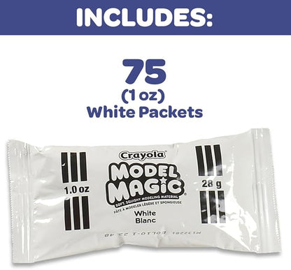 Crayola Model Magic - White (75ct), 1oz Modeling Clay Alternative, Air Dry Clay for Kids, Bulk Classroom Arts & Crafts Supplies