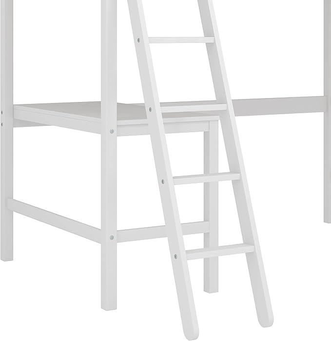 Hillsdale Alexis Contemporary Wood Arch Twin Size Loft Bed with Desk, White