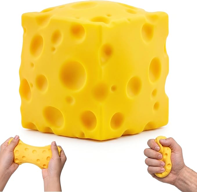 1PCS Yellow Cheese Squishy, Slow-Rising, Soft & Non-Sticky, Anxiety Relief, Big Cheese Squishy for Focus, a Palm-Sized Stress Melter for Desk or Gift