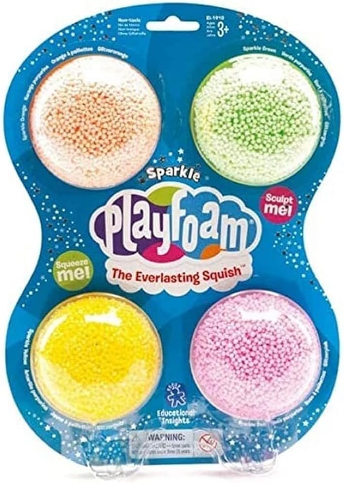 Educational Insights Playfoam Sparkle 4-Pack | Non-Toxic, Never Dries Out | Sensory, Shaping Fun, Arts & Crafts For Kids, Great for Slime | Perfect for Ages 3 and up, Multicolor, EI-1910