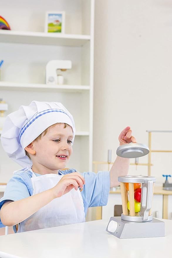 Small Foot Wooden Toys Wooden Blender Set Includes Fruit for Play Kitchens Designed for Children Ages 3+, Multi (10596)