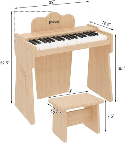 Kids Piano Keyboard, 37 Keys Wooden Digital Piano for Kids, Mini Baby Piano Toy, Music Educational Instrument Toy for 2+ Girls and Boys (Light Oak)