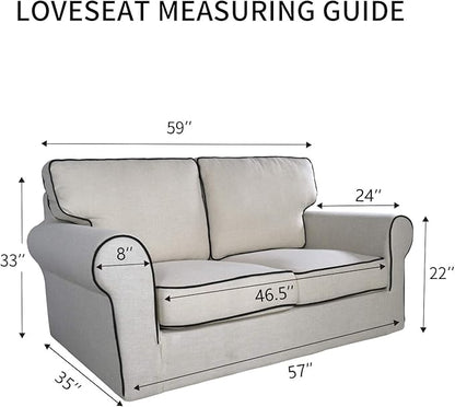 PureFit Reversible Quilted Sofa Cover, Water Resistant Slipcover Furniture Protector, Washable Couch Cover with Non Slip and Elastic Straps for Kids, Dogs, Pets (Loveseat, Gray/Ivory)