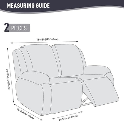 KinCam Recliner Covers, Stretch Reclining Chair Covers, Recliner Sofa Slipcovers Stripe Jacquard Recliner Couch Covers Furniture Protector Covers for Pet Kid (2 Seater, Charcoal Gray)