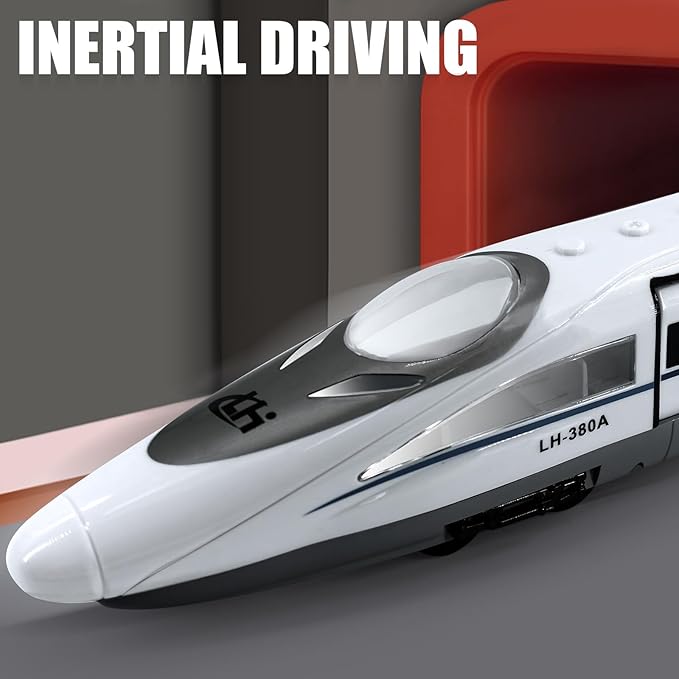 OTONOPI Electric Bullet Train with Lights and Sounds Subway Locomotive Engine High Speed Toy Train Model Inertial Driving Play Vehicle for Kids Age 3+