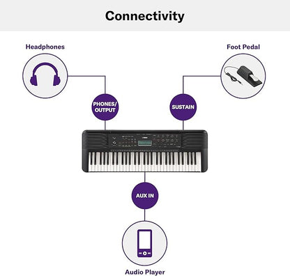 Yamaha 61-Key Portable Keyboard for Beginners with Learning Tools, Music Rest and Power Adapter PSRE283