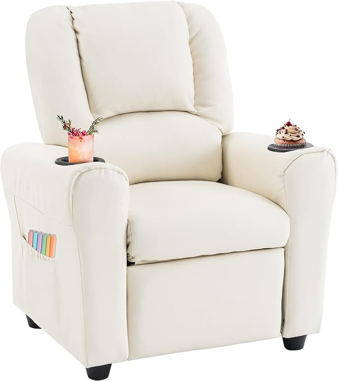JC HOME Candy Kids Reclining Chair Leather Recliner Sofa Toddler Youth Children Child Ages 1-6