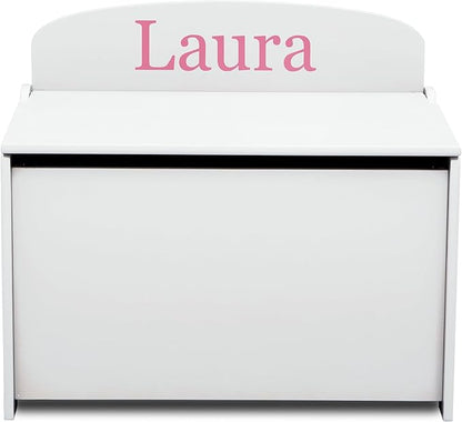 Delta Children Personalized MySize Deluxe Toy Box, Bianca White