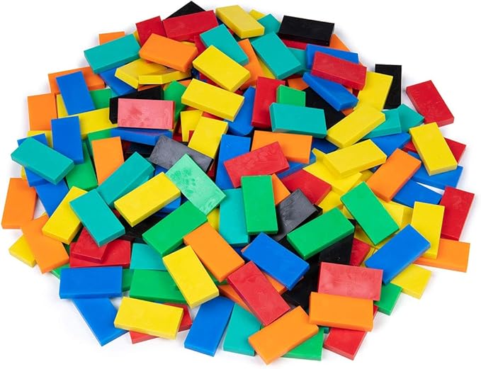 Bulk Dominoes Plastic Bulk 100pcs – Building and Stacking and Chain Reaction Toppling STEAM Toy Blocks for Kids (Classic Mix)