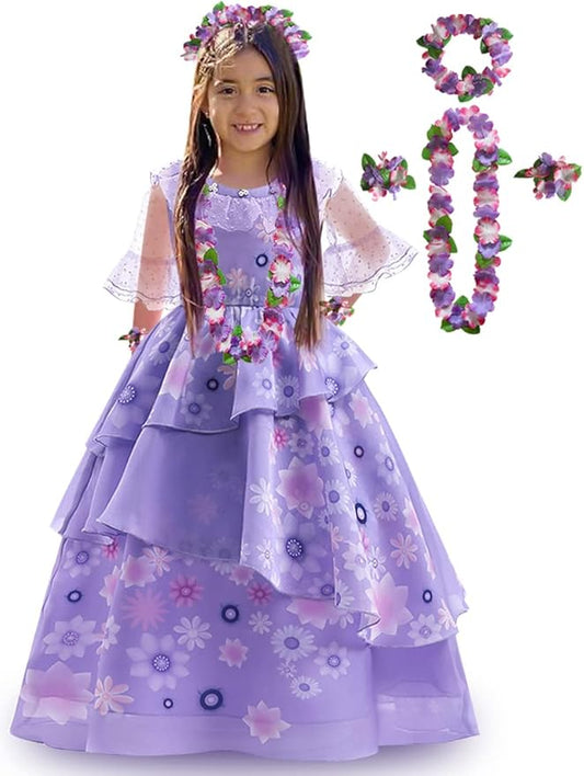 Kids Mirabel Cosplay Costume Girls Isabela Magical Princess Dresses Halloween Party Dress Up Suit