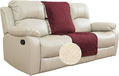 TOMORO Non-Slip Recliner Sofa Cover - 100% Waterproof Recliner Chair Slipcover Furniture Protector, Washable Couch Cover with Elastic Straps for Dog and Kids, Burgundy, 23 Inch Middle