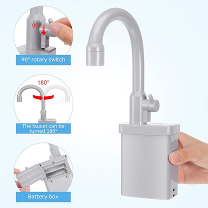 ERINGOGO 2pcs Kitchen Sink Faucet Kids Toy Replacement for Pretend Play Sinks with Running Water Faucet Toy Dishwasher Toys Play Kitchen Accessories Grey