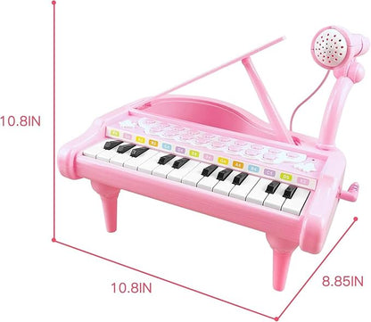 Love&Mini Piano Keyboard Toys for Girls - 24 Keys Toddler Piano Music Toy Instruments with Microphone，Pink Piano Toys for 1 2 3 4 5 Years Old Girls Birthday Xmas Gifts (24 Keys Pink Piano Toy)
