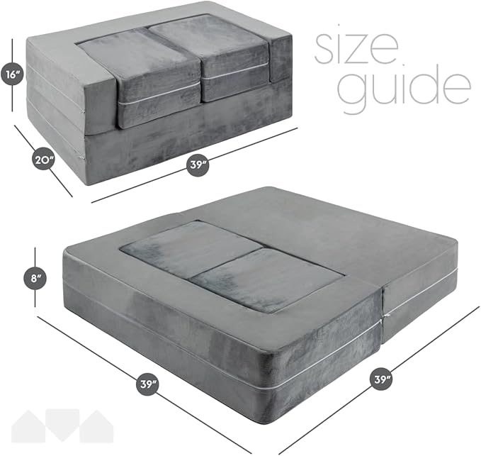 Milliard Kids Couch - Modular Kids Sofa for Toddler and Baby Playroom/Bedroom Furniture (Grey) with Bonus Pillow