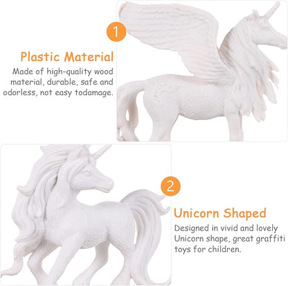 Zerodeko 4pcs DIY Painting Unicorn Toys, Unicorn Arts and Crafts Painting kit Paintable Unicorn Figurines Unicorn Coloring Kits Art Craft Toys for Kids (White)