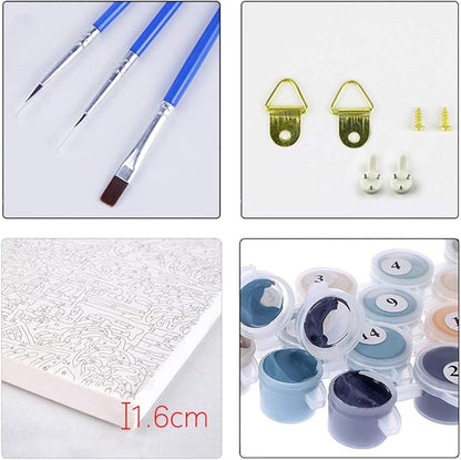 Elftoyer Paint by Numbers for Kids & Adults & Beginner, DIY Canvas Painting Gift Kits for Home Decoration - Colorful Dinosaurs 12 x 16 inch (Wooden Frame)