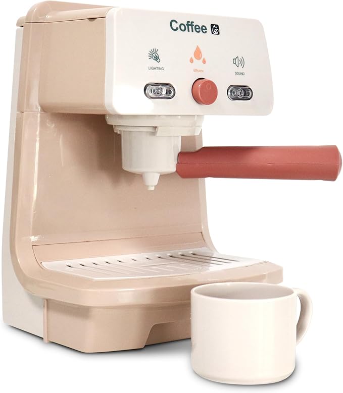 Toy Coffee Maker for Kids, Kids Coffee Playset, Pretend Play Coffee Maker Set, Light and Sound, for Toddler Girls and Boys, Aged 3 4 5 6