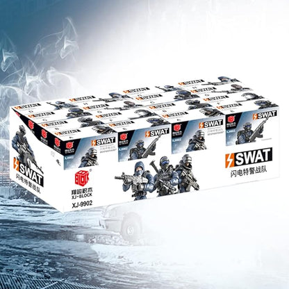 8 PCS Building Block City Policeman Action Mini-Figures with Multiple Military Weapons Accessories SWAT Model Equipment Assembly Building Toys Party Favors Gift for Boys