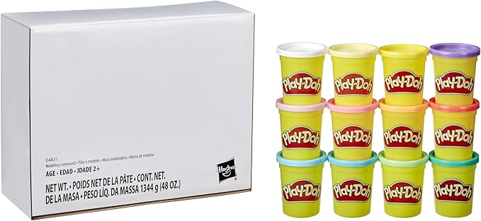 Play-Doh Pastel Colors Bulk 12-Pack of 4-Ounce Cans, Party Favors, Easter Basket Stuffers for Girls & Boys, Kids Arts & Crafts, Preschool Toys, Ages 2+