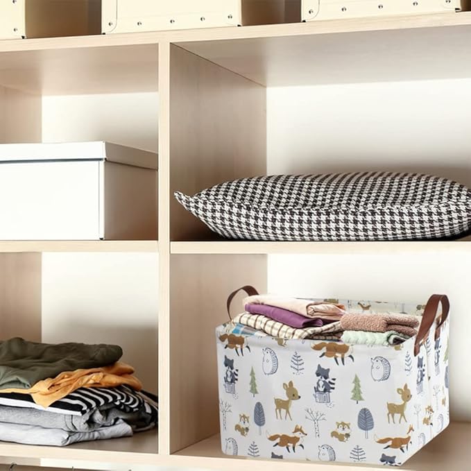NTAOHAMPER Rectangular Storage Basket, Books Box, Gift Basket, Room Decor(Animal)