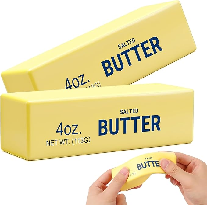 2pcs Slow Rebound Cute Butter Squeeze Stress Balls, 2026 New Squeeze Ball Realistic Butter Stick Soft Squeeze Toys,for Anxiety and Stress Relief, for Adults Office and Party Favor Gift