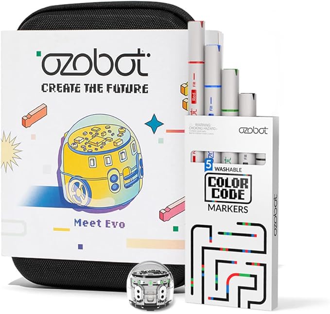 Evo Entry Kit: Interactive Coding Robot, Kids Ages 5+, Includes Color Code Markers, Charging Cable, Zip Case, Access to 700+ STEM Lessons - Educators & Parents, No Coding Experience Required
