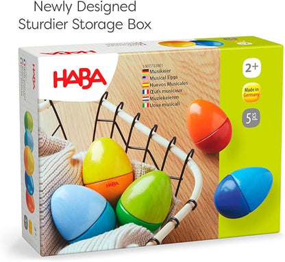 HABA Fun with Sounds Wooden Eggs – Easter Basket Stuffers for Toddlers & Kids – 5 Acoustic Sounds, Montessori Sensory Toys, Easter Gifts, Made in Germany for 2 yrs+