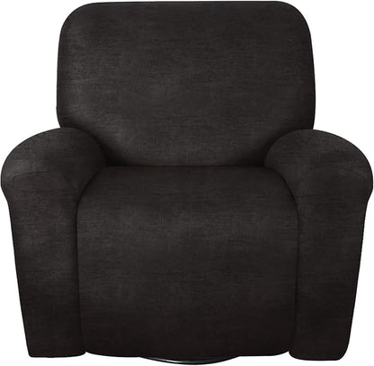 Like Leather Recliner Chair Covers, 4 Pieces Lazy Boy Recliner Cover That Stay in Place, Soft Stretch Leather Grain Covers for Recliner Covers for Large Recliner Slipcover(Dark Grey)