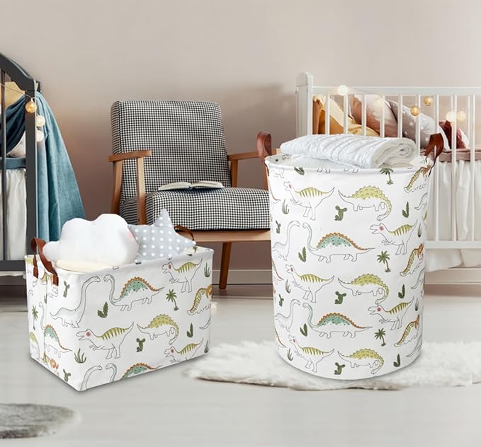 NTAOHAMPER Dinosaur Laundry Hamper, laundry Basket, Waterproof Storage Bin for Bedroom, Clothes Organizer Basket, Room Decor(Light Dinosaur)