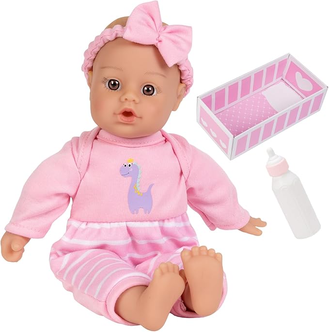Adora Amazon Exclusive Sweet Babies Collection, 11” Soft and Cuddly Girl Baby Doll | Machine Washable, Birthday Gift For Ages 1+ - Baby Girl Dino