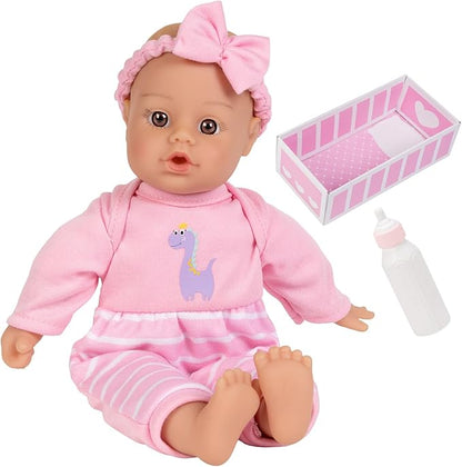 Adora Amazon Exclusive Sweet Babies Collection, 11” Soft and Cuddly Girl Baby Doll | Machine Washable, Birthday Gift For Ages 1+ - Baby Girl Dino