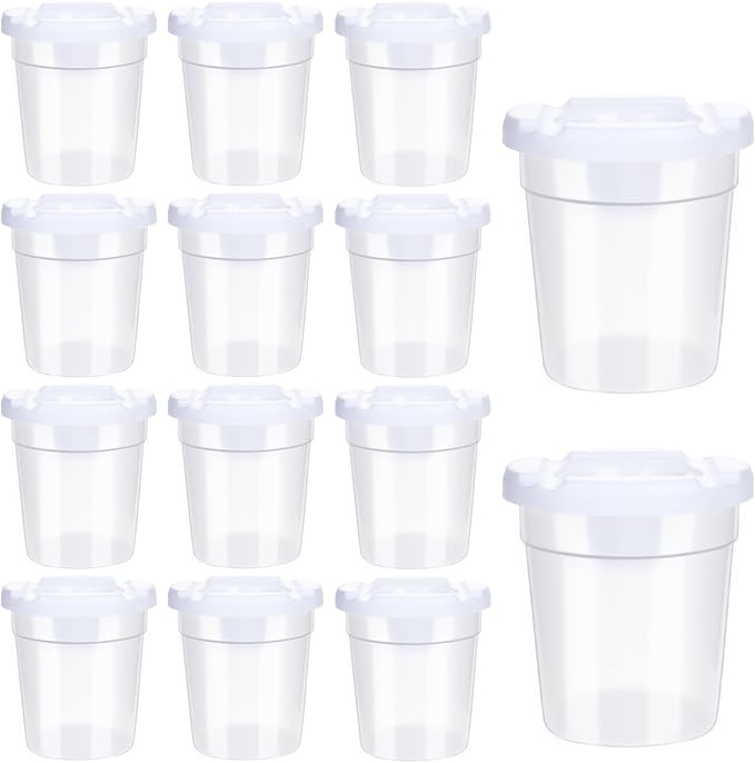 24 Packs No Spill Paint Cups for Kids Small Plastic Paint Containers with Lids Spill Proof Water Cup for Painting, School, Classroom, Art Crafts Supplies