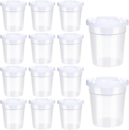 24 Packs No Spill Paint Cups for Kids Small Plastic Paint Containers with Lids Spill Proof Water Cup for Painting, School, Classroom, Art Crafts Supplies