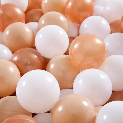 GOGOSO 100pcs Balls for Ball Pit - Plastic Balls Ocean Ball for Toddlers 1-3, 2.2inch Ball Pit Balls with Storage Bag, Pearl Coffee+Beige+White