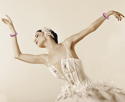 48PCS Ballet Dance Party Rubber Bracelets for Girls - Dacing/Dance Movements Ballerina First 21st birthday Party Favors Supplies Decorations Goodie Bag Favor Stuffers Silicone Wristbands