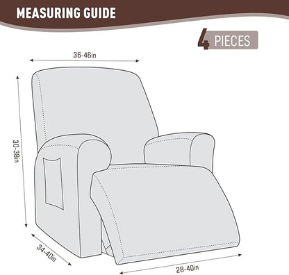 KinCam Oversized Recliner Chair Covers, Stretch Reclining Chair Covers for Large Recliner, Stripe Jacquard Recliner Covers Furniture Protector Covers with Elastic Bottom for Kids, Pets (Light Coffee)