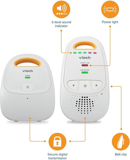 VTech Upgraded Audio Baby Monitor with Rechargeable Battery, Long Range, and Crystal-Clear Sound