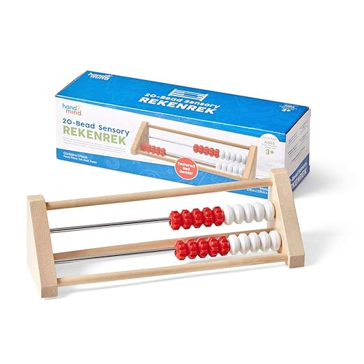 hand2mind Mini 20 Bead Wooden Rekenrek Class Set, Abacus for Kids Math & 20 Bead Wooden Sensory Rekenrek, Abacus for Kids Math, Math Manipulatives Kindergarten